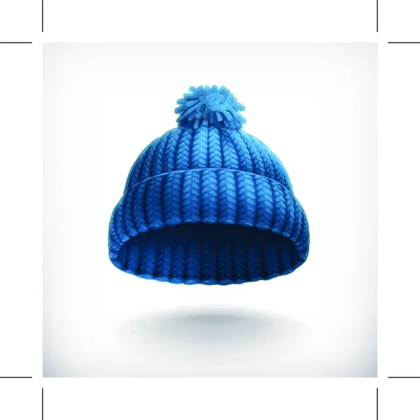 青色のニットの帽子 ベクトル イラスト — ストックベクタ