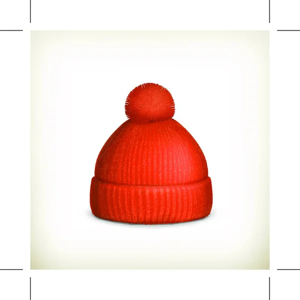 Knitted Red Cap Vector — Stock Vector
