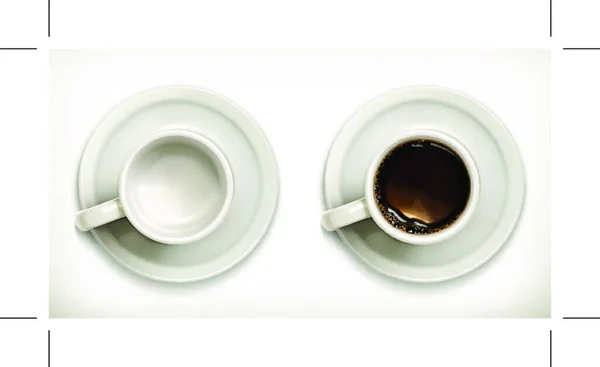 Tazze Caffè Vuote Piene Set Icone Vettoriali — Vettoriale Stock