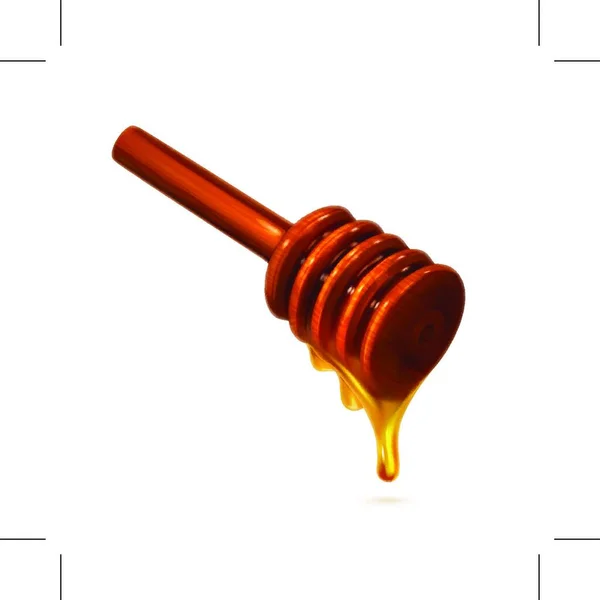 Honey Dipper Photo Realistic Vector — Stock Vector