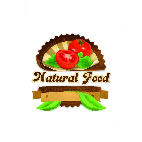 Saftige Tomaten Vektor Etikettendesign — Stockvektor