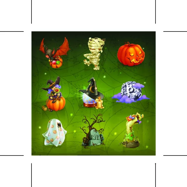 Feliz Halloween Conjunto Iconos Vectoriales — Vector de stock
