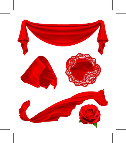 Rotes Tuch Vektor Illustration Set — Stockvektor