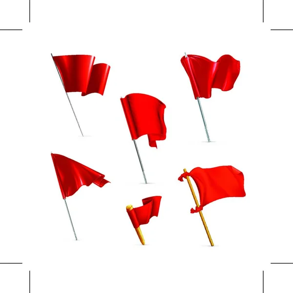 Vörös Zászlók Vektor Ikonkészlet — Stock Vector