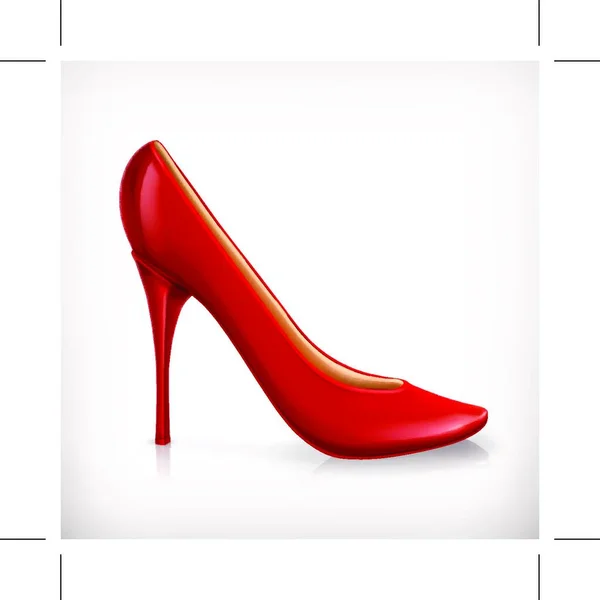 Piros Magas Sarkú Női Cipő Vektor Ikon — Stock Vector