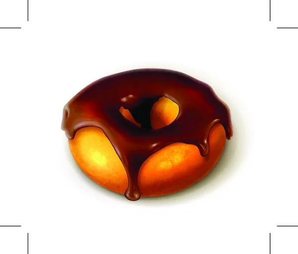 Пончик Шоколадной Глазури — стоковый вектор