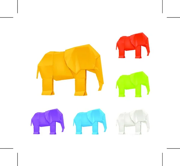 Origami Elefanten Vektorset — Stockvektor
