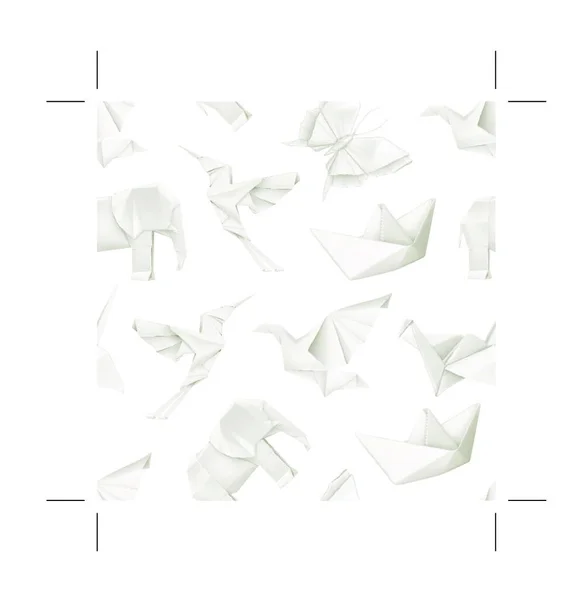 Origami Patrón Inconsútil Vector — Vector de stock