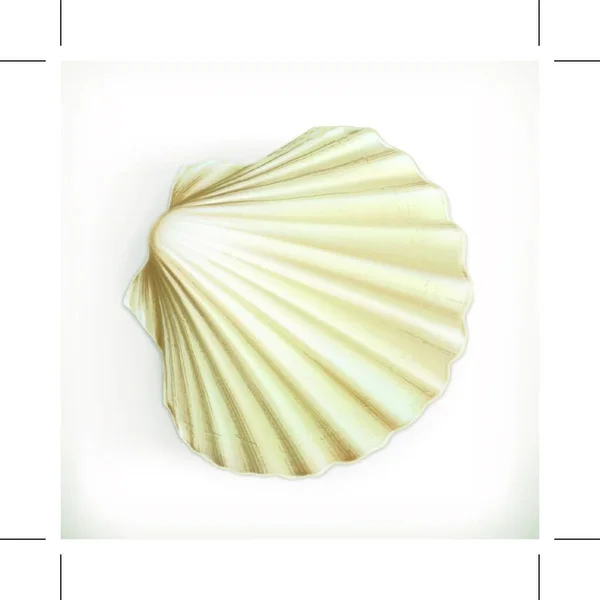 Seashell Isolato Sfondo Bianco Icona Vettoriale — Vettoriale Stock