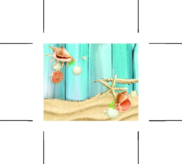 沙滩上的海鸥和木制背景 — 图库矢量图片