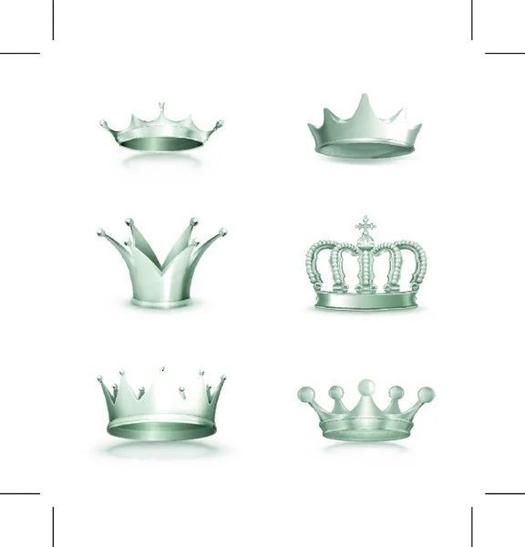 Silver Crowns Vector Set — Stock Vector