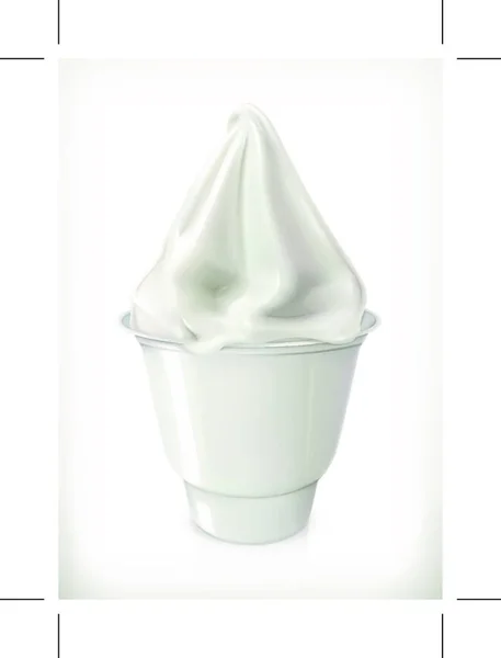 杯子里的软绵绵的冰淇淋 白色背景上孤立的矢量图标 — 图库矢量图片