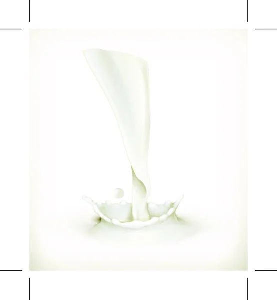 Süt Damlaları Beyaz Arkaplanda Izole Edilmiş Vektör Çizimi — Stok Vektör