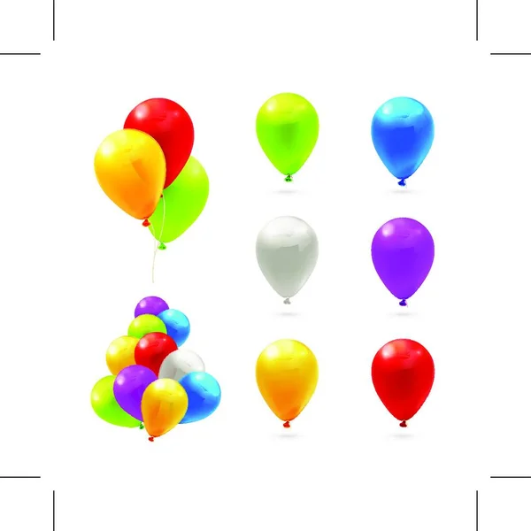 Balões Brinquedo Conjunto Ícones Vetoriais — Vetor de Stock