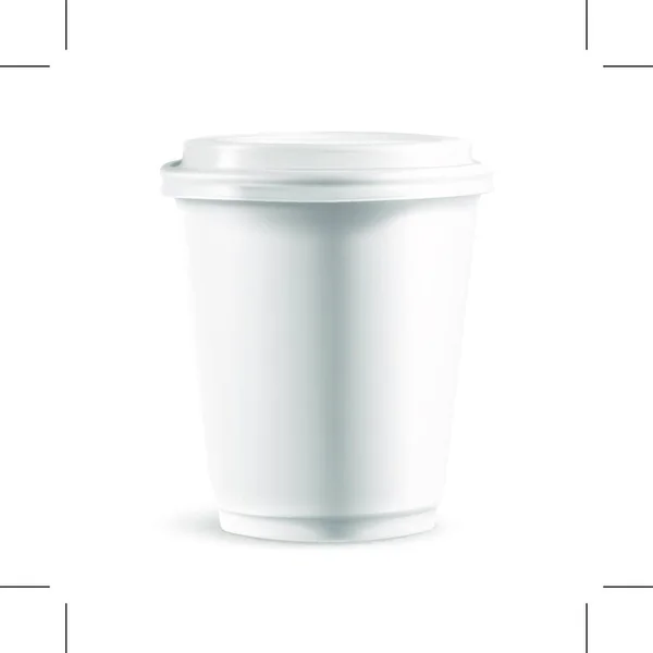 Біла Паперова Чашка Кришкою Детальна Векторна Ілюстрація — стоковий вектор