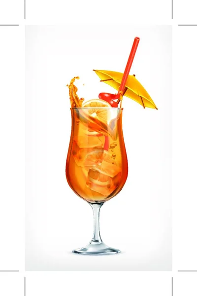 Summer Cocktail Vector Icon — Stock Vector