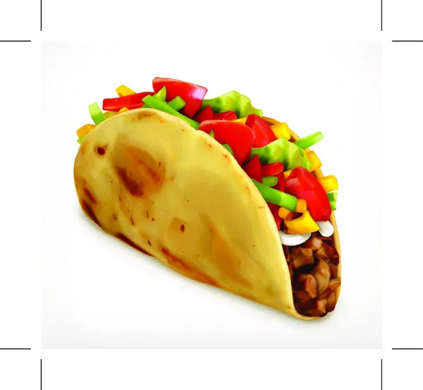 Taco Изолированный Белом Фоне — стоковый вектор