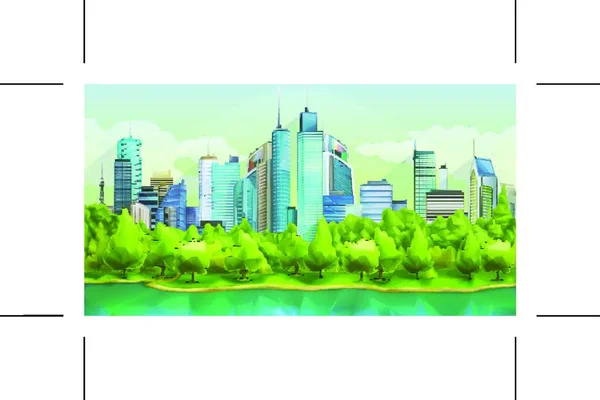 City Nature Vector Landscape — Stock Vector