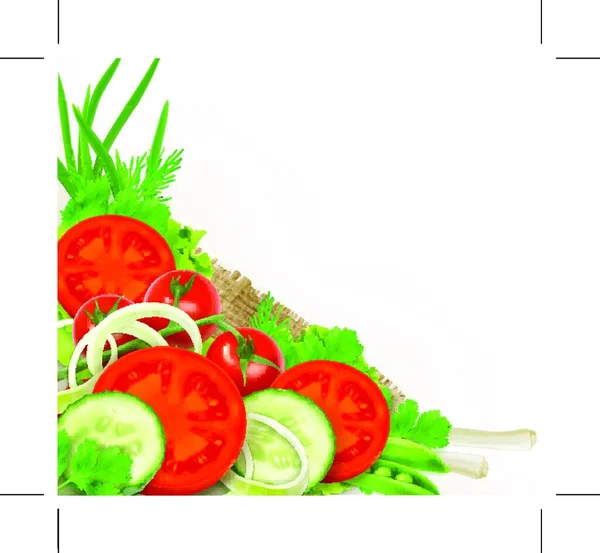 Grupp Färska Grönsaker Vektorelement — Stock vektor