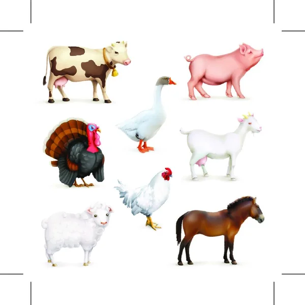 Animales Aves Grupo Iconos Vectoriales — Archivo Imágenes Vectoriales