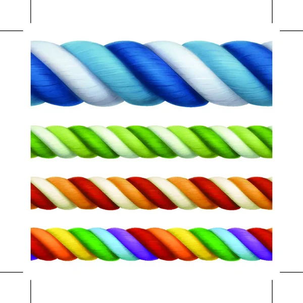 Multicolored Ropes Vector Design Elements Seamless Horizontal — Stock Vector