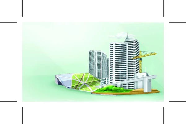 Stadt Gebäude Hintergrund Vektor Illustration — Stockvektor