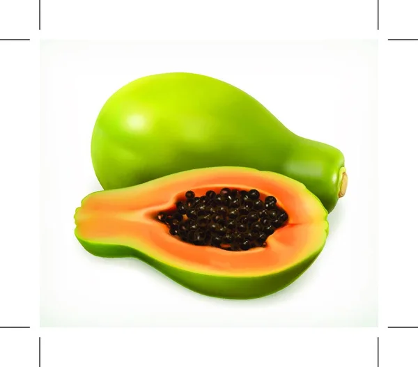 Fruta Papaya Icono Del Vector — Vector de stock