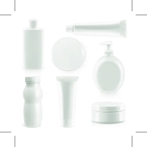 Plastikowe Opakowania Kosmetyki Higiena Zestaw Przedmiotów Wektorowych — Wektor stockowy
