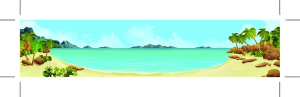 Panorama Marino Bahía Playa Tropical Fondo Vectorial — Vector de stock