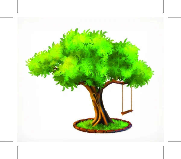 Árbol Verde Columpio Icono Vector — Vector de stock