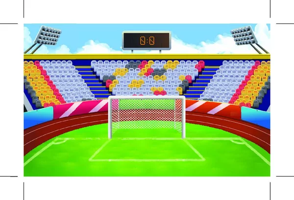 Estádio Futebol Gol Vetor Fundo —  Vetores de Stock