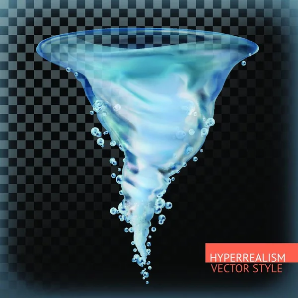 Tornado Agua Con Transparencia Estilo Vector Hiperrealismo — Vector de stock