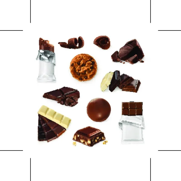 Chocolat Ensemble Icônes Vectorielles Différents Types Produits Cacao — Image vectorielle