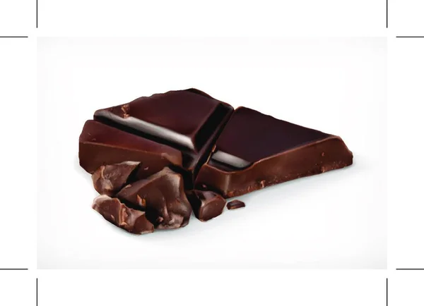 Icône Vectorielle Pièces Chocolat Noir — Image vectorielle