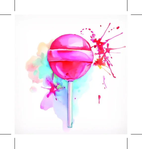 Lollipop Caramelo Vector Ilustración Pintura Acuarela Aislado Sobre Fondo Blanco — Archivo Imágenes Vectoriales