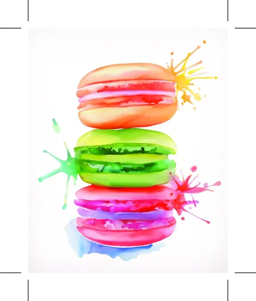 Macarons Vector Ilustración Acuarela Pintura Aislado Sobre Fondo Blanco — Vector de stock