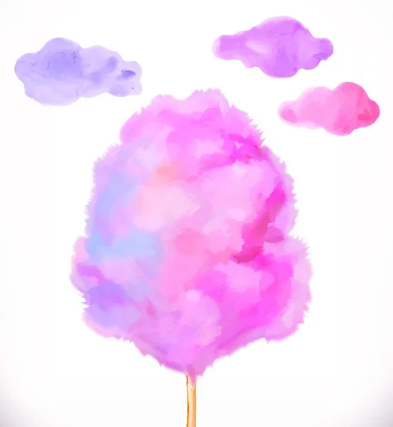 Καραμέλες Σύννεφα Ζάχαρης Εικονογράφηση Φορέα Υδατογραφίας — Διανυσματικό Αρχείο