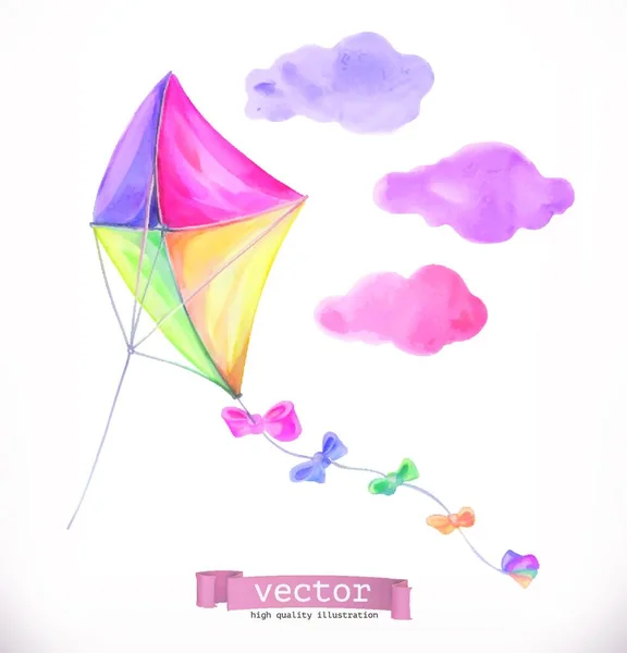 Kite Watercolor Vector Illustration — Stock Vector