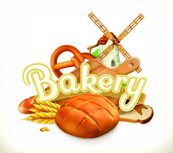 Bäckerei Brot Vektorbezeichnung — Stockvektor