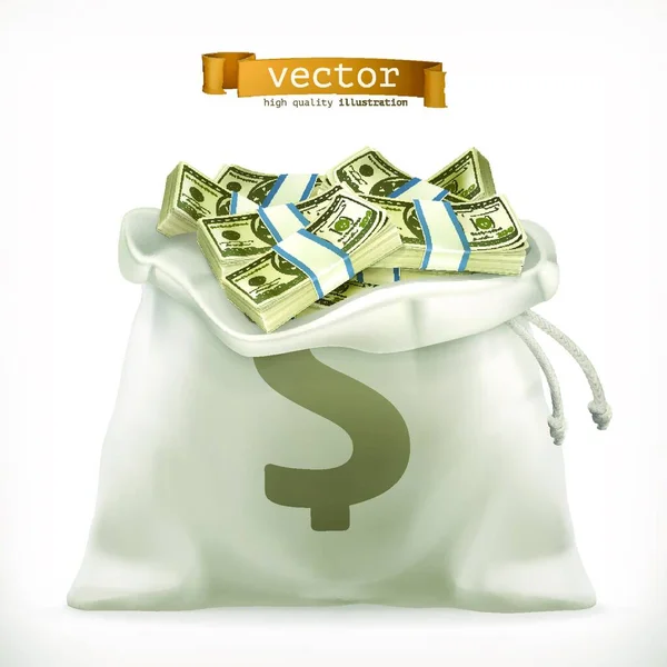 Moneybag Papel Moneda Vector Icono — Vector de stock
