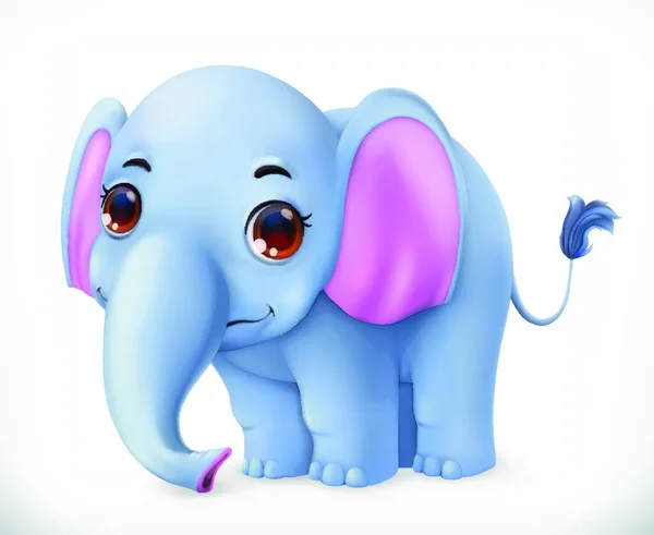 Mignon Personnage Dessin Animé Bébé Éléphant Animaux Drôles Icône Vectorielle — Image vectorielle