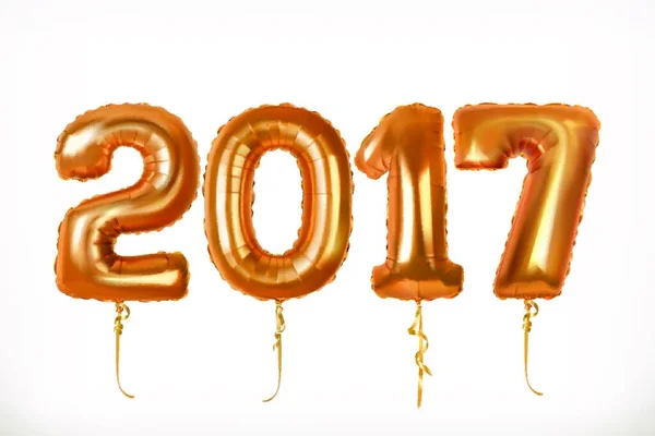 Des Ballons Dorés Bonne Année 2017 Icône Vectorielle — Image vectorielle