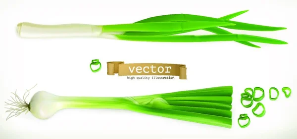 Cebolla Verde Ícono Vector Vegetable — Archivo Imágenes Vectoriales