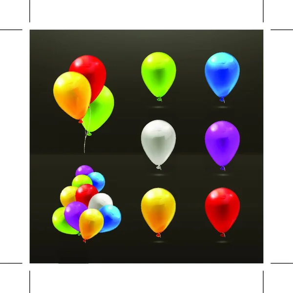 Toy Balloons Set Vector Icons Black — Stock Vector