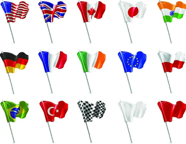 Various Flags Vector Icon Set — Stock Vector