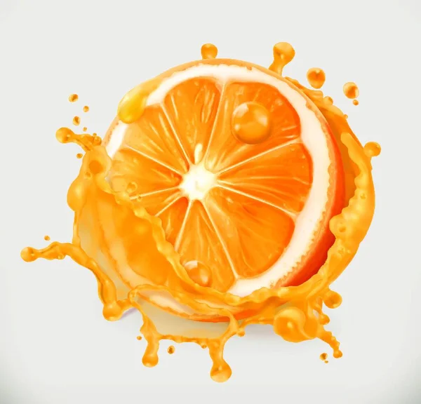 Jus Orange Fruits Frais Icône Vectorielle — Image vectorielle