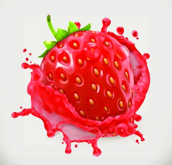 Strawberry Juice Fresh Fruit Vector Icon — Stock Vector