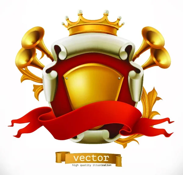 Crown Shield Rei Ícone Vetorial —  Vetores de Stock