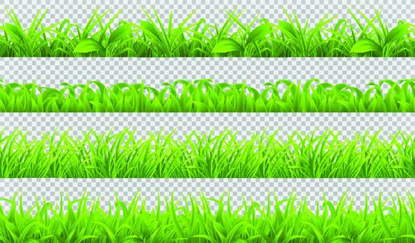 Herbe Vert Printemps Motif Sans Couture Ensemble Vectoriel Réaliste — Image vectorielle