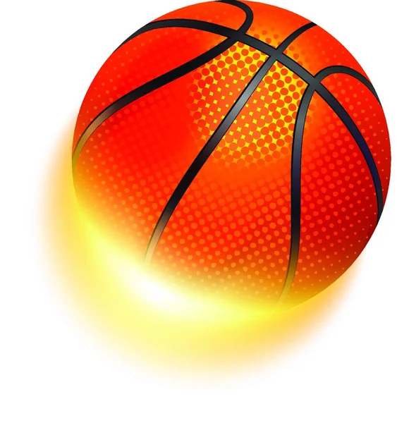 Баскетбольный Мяч Огне Яркие Блестящие Эффекты Прозрачностью — стоковый вектор